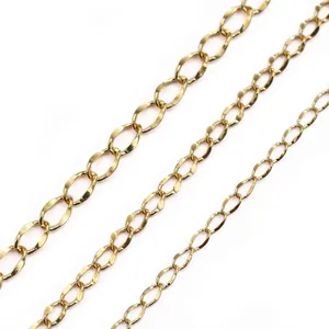 Polished gold stainless steel oval link chains in three sizes for DIY jewelry making