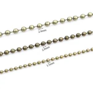 Three sizes of 1.5mm 2.0mm and 2.4mm antique bronze plated ball chains for jewelry making