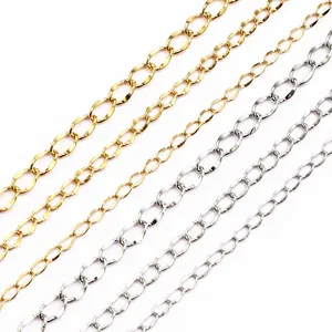 Polished gold and silver stainless steel chain link assortment for jewelry DIY making