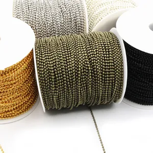 DIY bead chain jewelry supplies in gold silver and bronze finishes on white spools