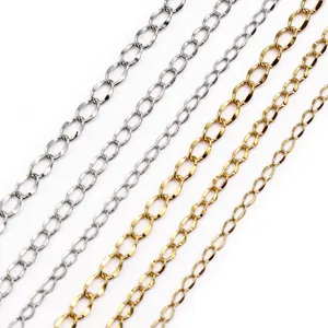 Stainless Steel DIY Oval Link Chain For Jewelry Making Handmade Necklace Bracelet Accessory French Vintage Style Bulk