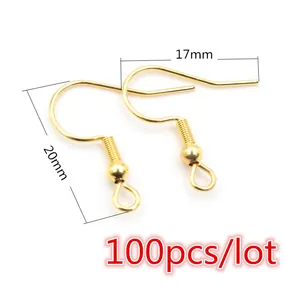 100 crochets d'oreilles dorés en acier inoxydable 20x17mm pour la création de bijoux