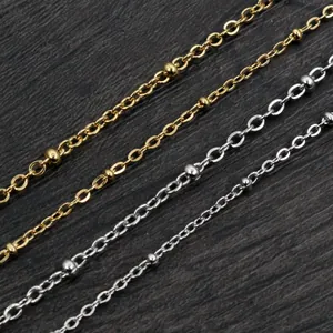DIY stainless steel beaded chain necklace link available in gold and silver finishes