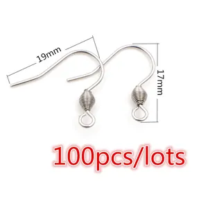 Lot de 100 crochets d'oreilles en acier inoxydable de 19 mm pour bijoux DIY