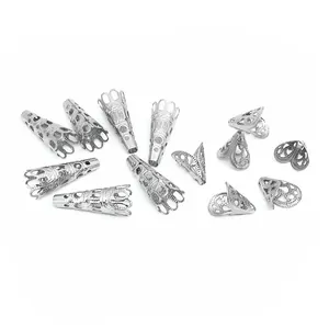 Coupelles à Perles en Acier Inoxydable Forme Fleur de Trompette Filigrane Cônes Ajourés Embouts pour Glands Bijoux DIY