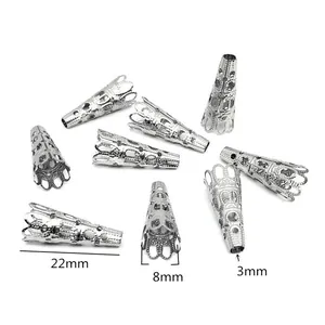 Lot de calottes de perles 22mm en acier inoxydable argenté pour création bijoux DIY