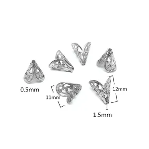 Calottes de perles évidées en acier inoxydable argenté pour la création de bijoux