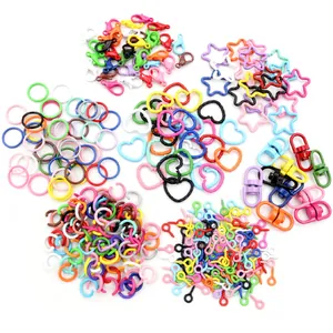 Colorful set of DIY lobster clasps and star-shaped rings for craft accessory projects