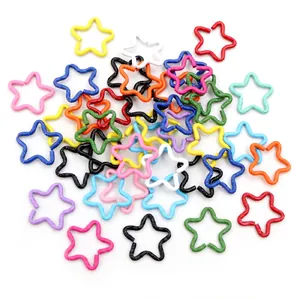 Star shaped metal split rings in various colors for jewelry making and DIY crafts