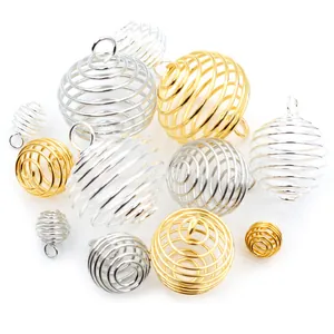 Spiraalvormige Kralenkooi Hangers Voor DIY Sieraden Maken IJzeren Holle Lantaarn Charms Ketting Armband Craft Bevindingen