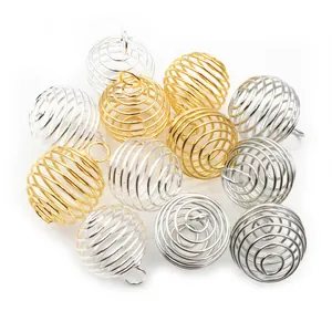 Spiraalvormige metalen kralenkooi hangers in goud en zilver voor DIY sieraden