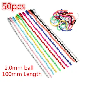 50pcs of 2.0mm mixed color metal ball chain keychains with connectors for DIY jewelry