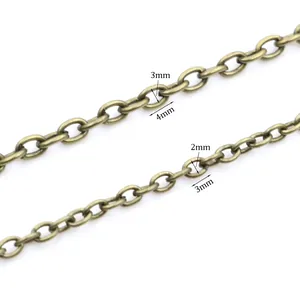 Chaîne en fer bronze antique non soudée pour bijoux DIY, tailles de 2mm à 4mm