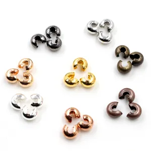 Copri Schiaccini in Rame a Forma di C Perline Distanziatrici Aperte Per Creazione Gioielli Fai da Te Braccialetti Collane Componenti Rotondi