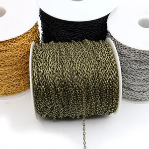 Chaînes en fer pour bijoux DIY en finitions or argent bronze et noir sur bobines
