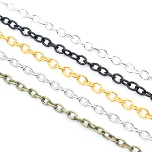 Chaînes croisées en fer pour DIY en finitions or, argent, bronze et noir pour bijoux