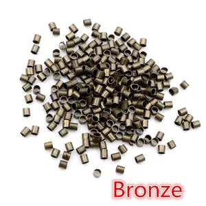 Macro shot of 500pcs bronze crimp beads tubes for DIY jewelry making and bracelet repairs