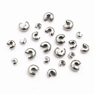 Stainless Steel Open Crimp Bead Covers For Jewelry Making DIY Bracelet Necklace Finishing Crescent Buckle Metal Findings