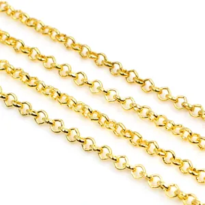 Macro detail of golden O-link chain segments for DIY jewelry making accessories