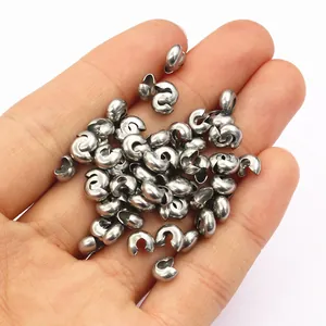50pcs stainless steel open crimp covers, crescent moon beads for jewelry making