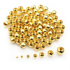 Polierte goldene runde Abstandsperlen aus Edelstahl für DIY-Schmuck in verschiedenen Größen