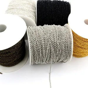 DIY jewelry making iron O-link chains in gold silver and bronze on spools