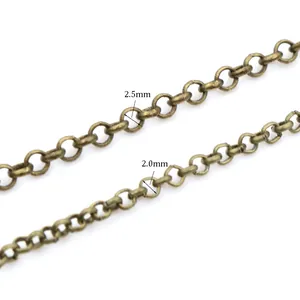 DIY jewelry making iron O-shape chains in bronze finish with 2.0mm and 2.5mm link sizes