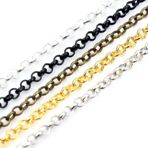 Unwelded Iron Rolo Chain For Jewelry Making DIY Necklace Bracelet Accessories Gold Silver Bronze Black Metal Links Findings