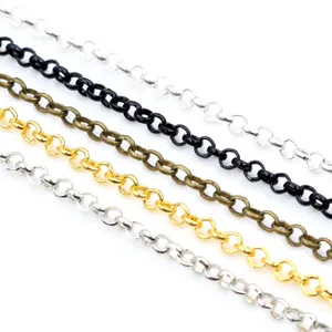 DIY jewelry iron O-chains set in gold, silver, and bronze finishes for necklace making