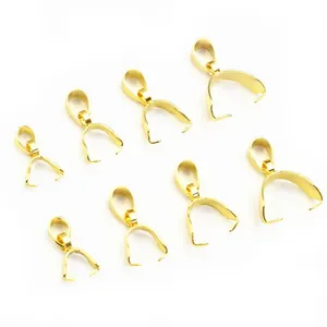 Eight pieces of golden stainless steel pinch bails for DIY jewelry making and pendants