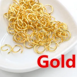 Großpackung 4-10mm goldene Biegeringe aus Eisen für DIY Schmuckherstellung in Schale