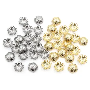 Edelstahl Vintage Hohl Blume Perlenkappen Für DIY Schmuckherstellung Spacer Perlen Findings Gold Silber Galvanisiert