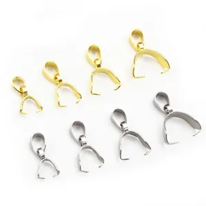 Stainless Steel Pinch Bails For DIY Jewelry Making Findings Necklace Pendant Connector Clasp Accessories In Gold And Silver