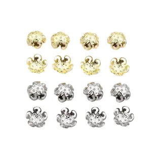 8mm und 10mm hohle Perlenkappen aus Edelstahl für DIY-Schmuck in Gold und Silber-Optik