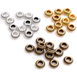 Cuentas Espaciadoras de Rueda de Aleación de Zinc Vintage Estilo Engranaje Cuentas Redondas para Creación de Joyas Pulsera Collar DIY