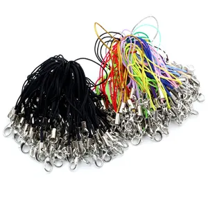 Vista detallada de cordones coloridos para móvil con cierres de langosta plateados