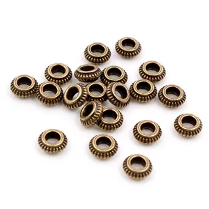 50 piezas de cuentas espaciadoras de aleación bronce antiguo para joyería artesanal