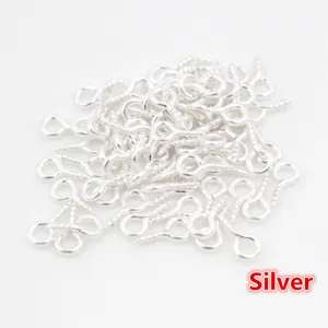 Bulk pack of polished silver screw eye pins for DIY jewelry making and pendant crafts