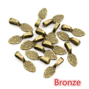 Leaf-shaped bronze alloy pendants with hammered texture for DIY jewelry making
