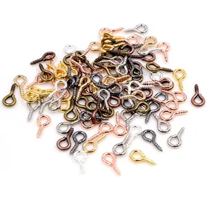 Assorted metallic eye pin screws in gold silver and bronze for DIY jewelry making
