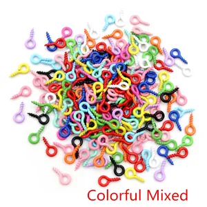 Pack of 200 colorful mixed eye pin screws for DIY pearl jewelry and pendant crafting