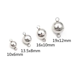 Polished stainless steel magnetic ball clasps in four sizes for DIY jewelry necklace