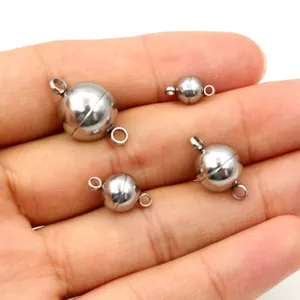 Polished stainless steel sphere magnetic clasps for DIY jewelry necklaces and bracelets
