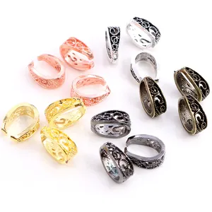 Baroque alloy pinch bails in gold silver and bronze for jewelry making pendants
