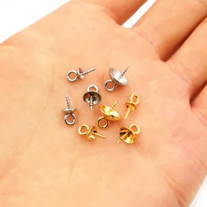 30pcs of 4x10mm stainless steel screw eye bails for jewelry DIY in gold and silver