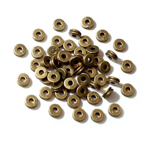 Cuentas espaciadoras planas de metal bronce 6x2,5mm para hacer joyas artesanales