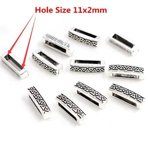 Flat rectangular sliding beads 16x6x6mm with 11x2mm hole for leather bracelet DIY
