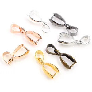Copper pinch bails for pendants in six metallic colors for DIY jewelry making