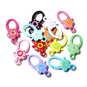 Colorful flower-shaped lobster clasps for DIY jewelry making and keychain accessories