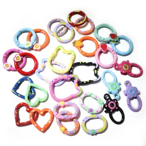 Colorful mixed shapes spring ring clasps for DIY jewelry making and keychain accessories